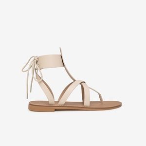 Faux Leather Gladiator Sandal Beige